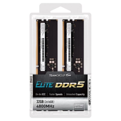 Pamięć DDR5 Team Group ELITE 32GB (2x16GB) 4800MHz CL40 1,1V Black Pamięć DDR5 Team Group ELITE 32GB (2x16GB) 4800MHz CL40 1,1V Black