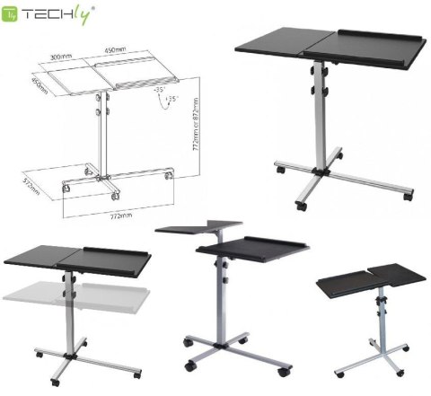 Stolik prezentacyjny Techly do projektora/notebooka, mobilny czarny Stolik prezentacyjny Techly do projektora/notebooka, mobilny czarny