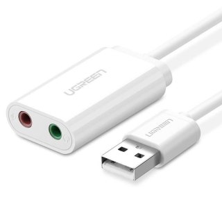 Karta dźwiękowa zewnętrzna Ugreen 30143 US205 USB 15cm - biała