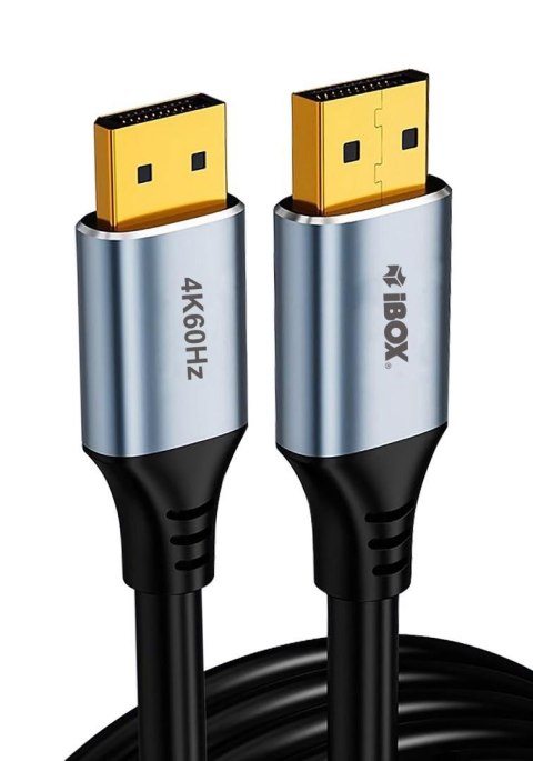 Kabel DisplayPort iBOX ITVDP012 4K60Hz złota wtyczka 2m