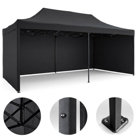 Pawilon ogrodowy 3 scianki 3 x 6m czarny Plonos