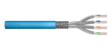 Kabel teleinformatyczny instalacyjny DIGITUS kat.6A, S/FTP, Eca, drut, AWG 23/1, LSOH, 50m, niebieski, ofoliowany Kabel teleinformatyczny instalacyjny DIGITUS kat.6A, S/FTP, Eca, drut, AWG 23/1, LSOH, 50m, niebieski, ofoliowany