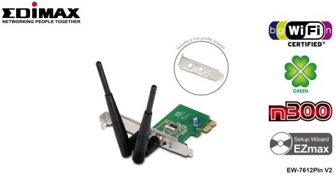 Karta sieciowa Edimax EW-7612Pln V2 PCI-E WiFi N300 1T2R Low Profile Karta sieciowa Edimax EW-7612Pln V2 PCI-E WiFi N300 1T2R Low Profile