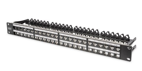 Patch panel pusty DIGITUS 19" 48 port 1U do modułów keystone (RAL 9005) Patch panel pusty DIGITUS 19" 48 port 1U do modułów keystone (RAL 9005)