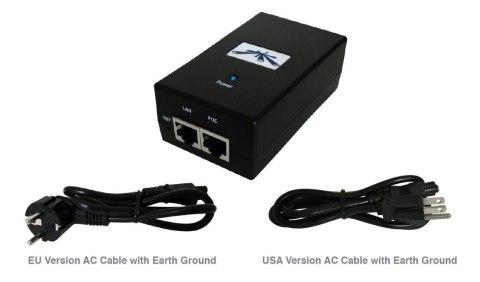 Zasilacz UBIQUITI Passive PoE 24V 1A z uziemieniem Zasilacz UBIQUITI Passive PoE 24V 1A z uziemieniem