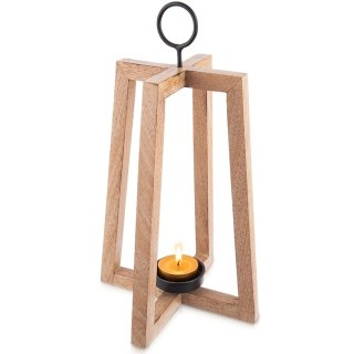 Duży Świecznik Drewno Mango 44 cm Lampion Boho z Metalem ORION Loft