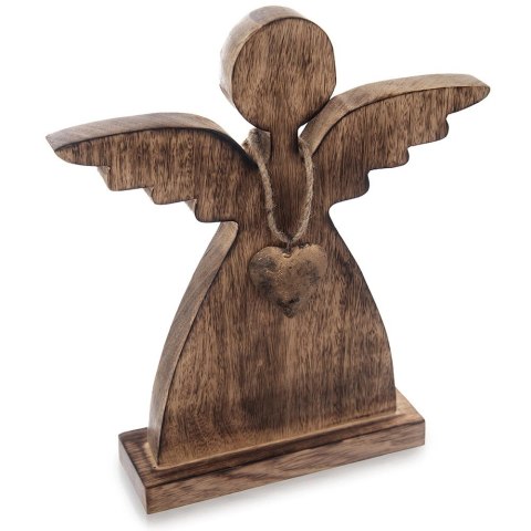 Figurka Anioł 30 cm Drewno Mango Złote Serce Dekoracja Loft ORION