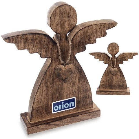 Figurka Anioł 30 cm Drewno Mango Złote Serce Dekoracja Loft ORION