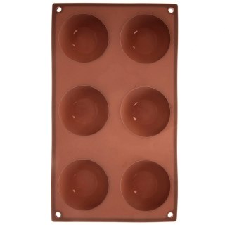 Forma Silikonowa Półkule do Deserów Mono Porcji 6 Gniazd Brązowa ORION