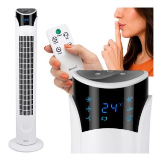 Wentylator Kolumnowy Cichy Stojący 83cm Wiatrak Podłogowy Pilot + LED Biały