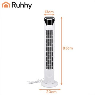 Wentylator Kolumnowy Cichy Stojący 83cm Wiatrak Podłogowy Pilot + LED Biały