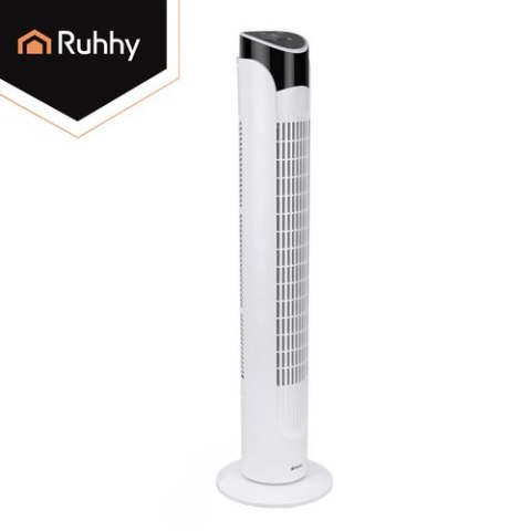Wentylator Kolumnowy Cichy Stojący 83cm Wiatrak Podłogowy Pilot + LED Biały