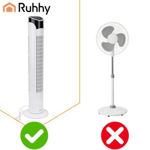Wentylator Kolumnowy Cichy Stojący 83cm Wiatrak Podłogowy Pilot + LED Biały