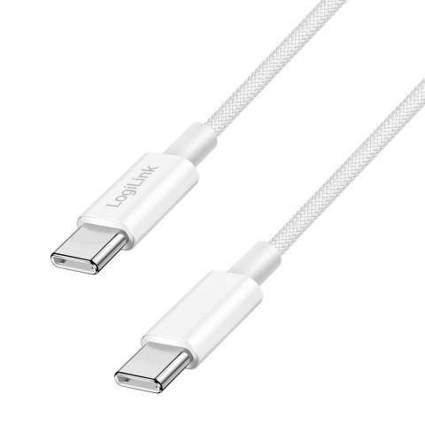 Kabel USB 2.0 LogiLink CU0341 USB-C - USB-C, M/M, 480 Mb/s, 60 W, biały, 1m