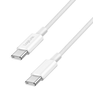Kabel USB 2.0 LogiLink CU0342 USB-C - USB-C, M/M, 480 Mb/s, 60 W, biały, 1,5m