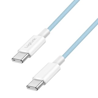 Kabel USB 2.0 LogiLink CU0350 USB-C - USB-C, M/M, 480 Mb/s, 60 W, niebieski, 1m