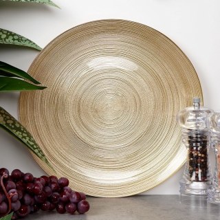 Talerz Obiadowy Okrągły Płytki Szklany Matowy Złoty VILDE 28 cm