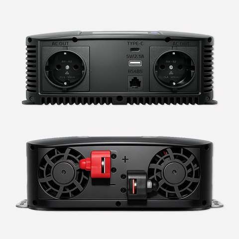 Qoltec Przetwornica napięcia Pure Sine Wave | 12V na 230V | 1500/3000W | LCD | USB | USB-C | Kompatybilna z LiFePO4 GEL AGM