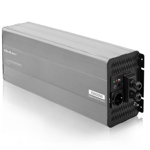 Qoltec Przetwornica napięcia Pure Sine Wave | 24V na 230V | 5000/10000W | LCD | USB | Kompatybilna z LiFePO4 GEL AGM