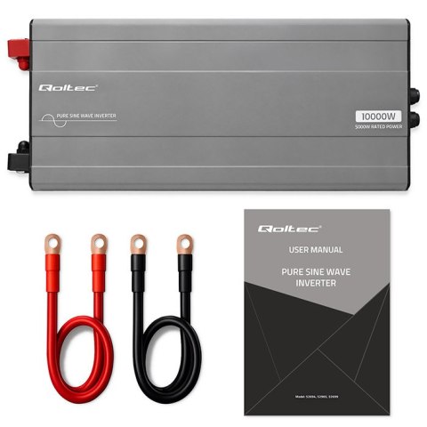 Qoltec Przetwornica napięcia Pure Sine Wave | 24V na 230V | 5000/10000W | LCD | USB | Kompatybilna z LiFePO4 GEL AGM