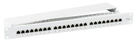 Patch panel EFB-Elektronik 37668.1M, 24 porty RJ45 Cat5e STP, 1U, z tacką na kable i z pokrywą, szary Patch panel EFB-Elektronik 37668.1M, 24 porty RJ45 Cat5e STP, 1U, z tacką na kable i z pokrywą, szary