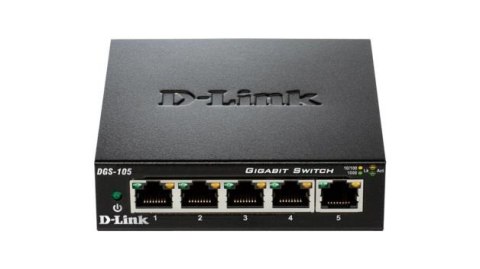 Switch niezarządzalny D-Link 5-portowy DGS-105 Metal Box 10/100/1000Gigabit Switch niezarządzalny D-Link 5-portowy DGS-105 Metal Box 10/100/1000Gigabit