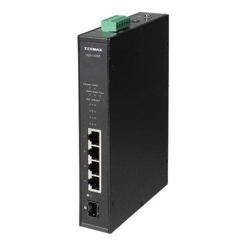 Switch niezarządzalny Edimax IGS-1105P 4x10/100/1000 PoE+ 1xSFP przemysłowy DIN Rail Switch niezarządzalny Edimax IGS-1105P 4x10/100/1000 PoE+ 1xSFP przemysłowy DIN Rail