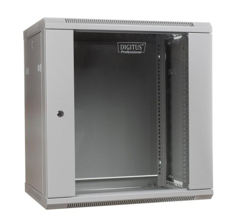 Szafa wisząca jednosekcyjna DIGITUS 19" 12U 635/600/450mm drzwi szklane szara (RAL 7035) niezmontowana Szafa wisząca jednosekcyjna DIGITUS 19" 12U 635/600/450mm drzwi szklane szara (RAL 7035) niezmontowana