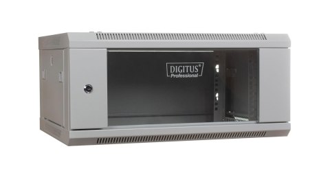 Szafa wisząca jednosekcyjna DIGITUS 19" 4U 279/600/450mm drzwi szklane szara (RAL 7035) niezmontowana Szafa wisząca jednosekcyjna DIGITUS 19" 4U 279/600/450mm drzwi szklane szara (RAL 7035) niezmontowana