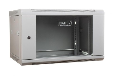 Szafa wisząca jednosekcyjna DIGITUS 19" 6U 368/600/450mm drzwi szklane szara (RAL 7035) niezmontowana Szafa wisząca jednosekcyjna DIGITUS 19" 6U 368/600/450mm drzwi szklane szara (RAL 7035) niezmontowana