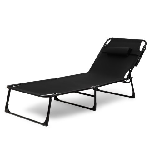 Składane łóżko turystyczne BIZNESOWE, polowe, kanadyjka PREMIUM 200x68 cm- kolor czarno-szary