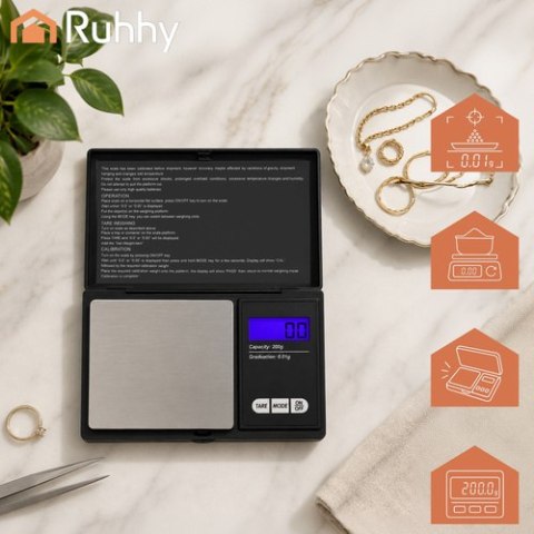 Waga kieszonkowa 200 x 0,01g z klapką 23508 Ruhhy