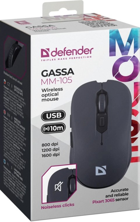 MYSZ DEFENDER GASSA MM-105 RF SILENT CZARNA