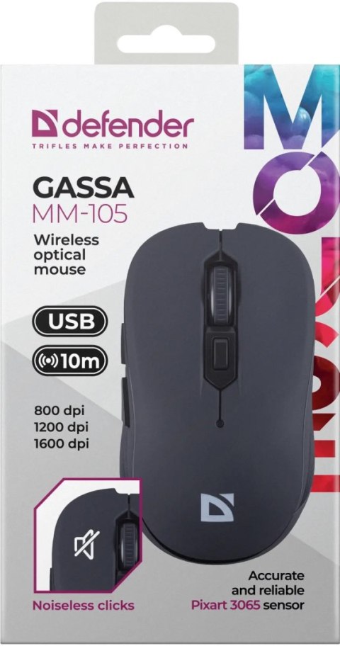 MYSZ DEFENDER GASSA MM-105 RF SILENT CZARNA