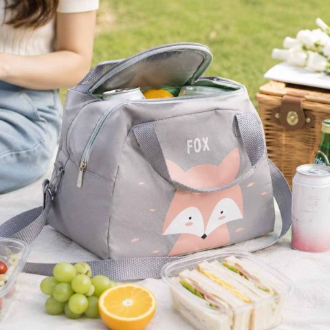 Torba termiczna izolacyjna śniadanie lunch lis różowy