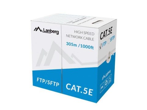 Kabel FTP Lanberg kat. 5e 305m drut CU szary Kabel FTP Lanberg kat. 5e 305m drut CU szary