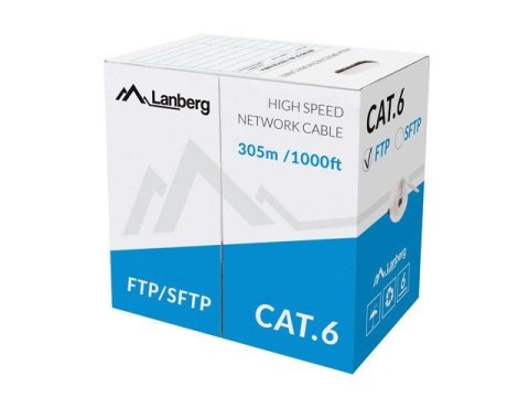 Kabel FTP Lanberg kat. 6 305m drut CU szary Kabel FTP Lanberg kat. 6 305m drut CU szary