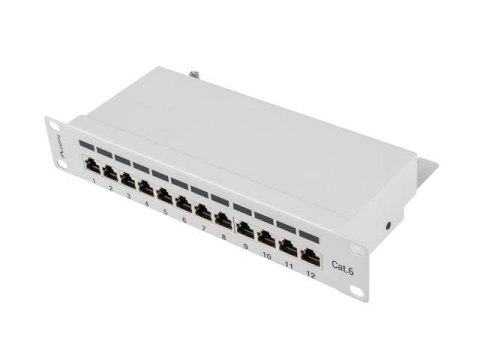 Patch panel Lanberg PPF6-9012-S 12 port 1U 10" kat.6 ekranowany szary Patch panel Lanberg PPF6-9012-S 12 port 1U 10" kat.6 ekranowany szary
