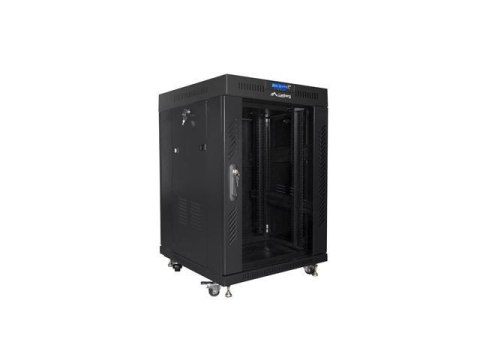 Szafa instalacyjna stojąca 19" 15U 600x600 czarna drzwi szklane LCD Lanberg (flat pack) Szafa instalacyjna stojąca 19" 15U 600x600 czarna drzwi szklane LCD Lanberg (flat pack)