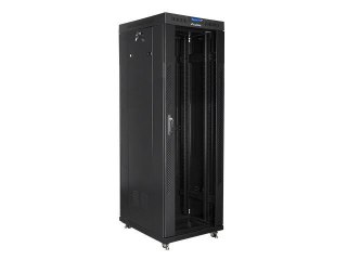 Szafa instalacyjna stojąca 19" 37U 600x800 czarna drzwi szklane LCD Lanberg (flat pack)