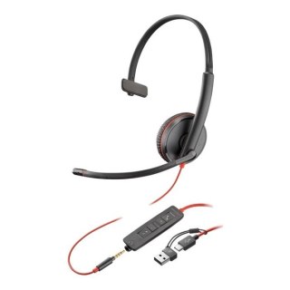 Słuchawka z mikrofonem Poly Blackwire 3215 Monaural USB-C Headset + 3,5mm jack + adapter USB-C/A