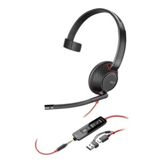 Słuchawka z mikrofonem Poly Blackwire 5210 Monoraul USB-C Headset + 3,5mm jack + adapter USB-C/A