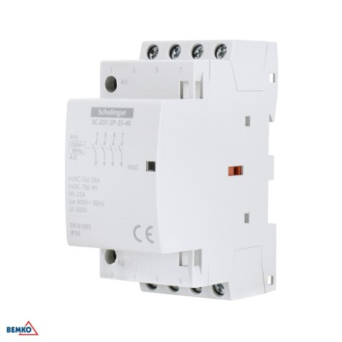 Stycznik modułowy SC201 2P 25A TYP 04 (0NO + 4NC) SCHELINGER