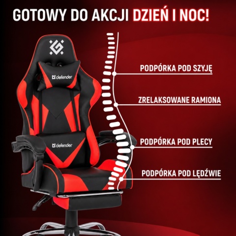 FOTEL DEFENDER PILOT CZERWONO-CZARNY