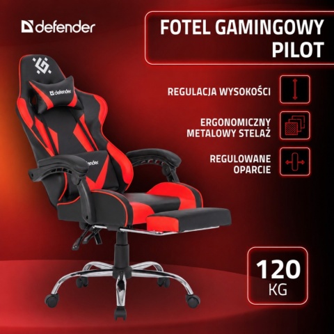 FOTEL DEFENDER PILOT CZERWONO-CZARNY