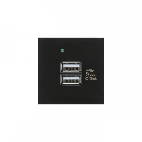 Gniazdo USBx2 z ładowarką Maclean MCE728B podwójne, 2.1A fast charge, czarne Gniazdo USBx2 z ładowarką Maclean MCE728B podwójne, 2.1A fast charge, czarne
