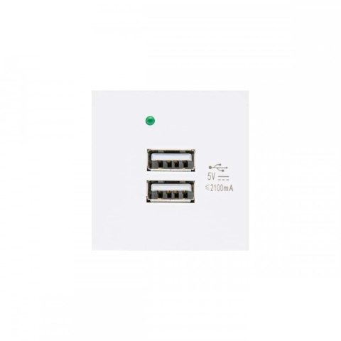 Gniazdo USBx2 z ładowarką Maclean MCE728W podwójne, 2.1A fast charge, białe, Gniazdo USBx2 z ładowarką Maclean MCE728W podwójne, 2.1A fast charge, białe,
