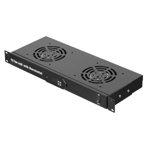Panel wentylacyjny Netrack 19" 2F z przewodem i termostatem, czarny Panel wentylacyjny Netrack 19" 2F z przewodem i termostatem, czarny