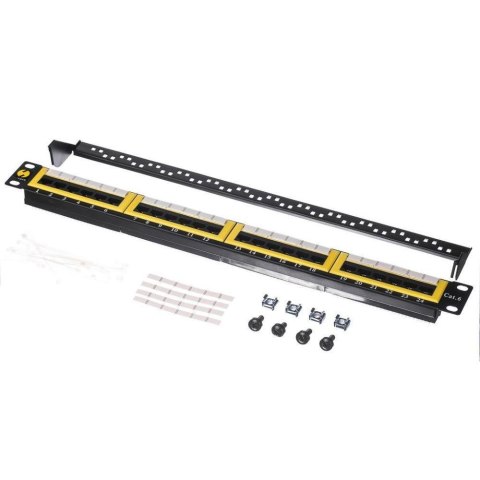 Patch panel 19'' Netrack 24-porty kat. 6 UTP, z półką Patch panel 19'' Netrack 24-porty kat. 6 UTP, z półką