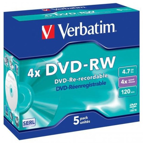 Płyty DVD-RW Verbatim SERL jewel box (5szt)